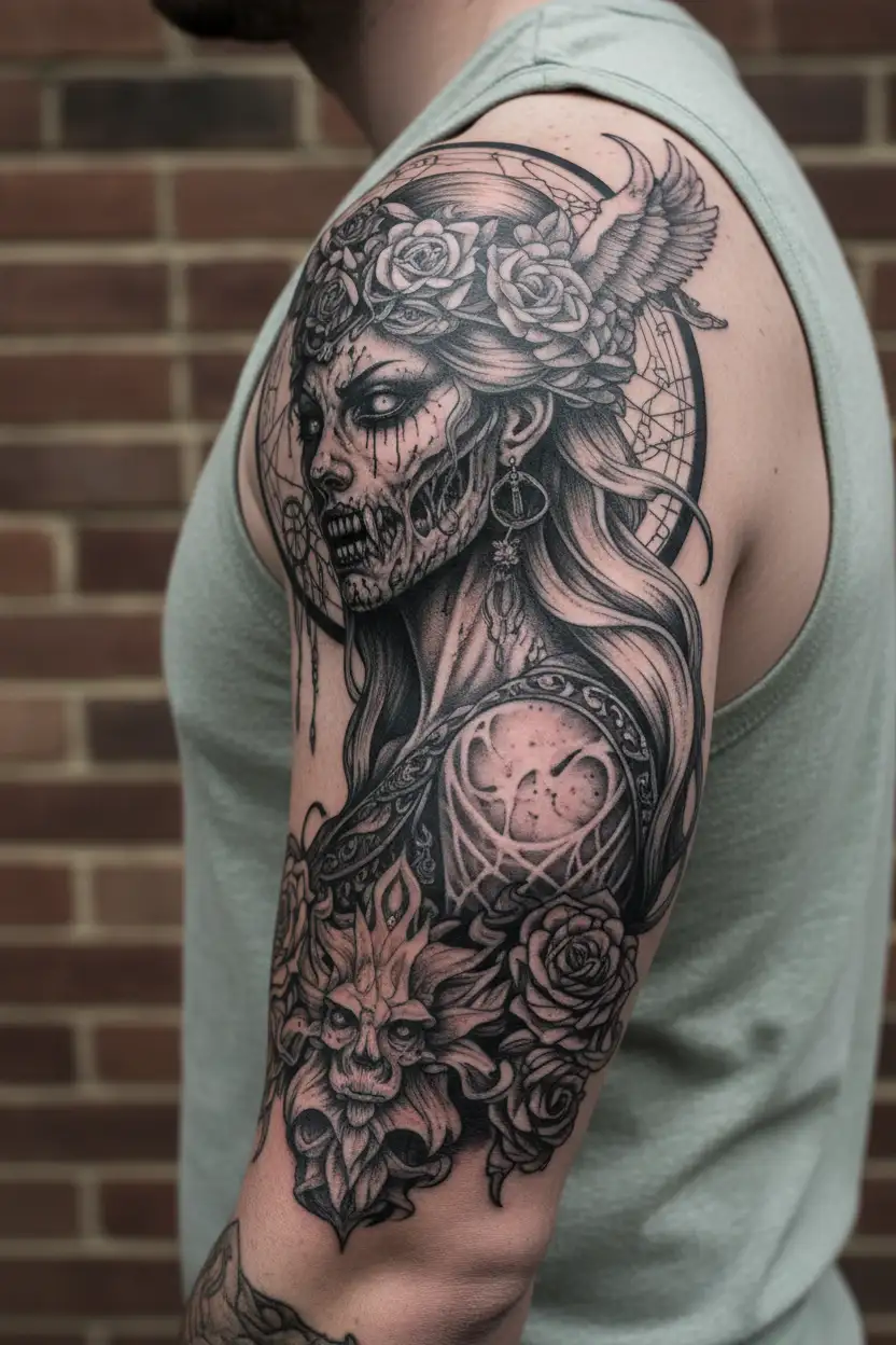 freya goddess tattoo design idea