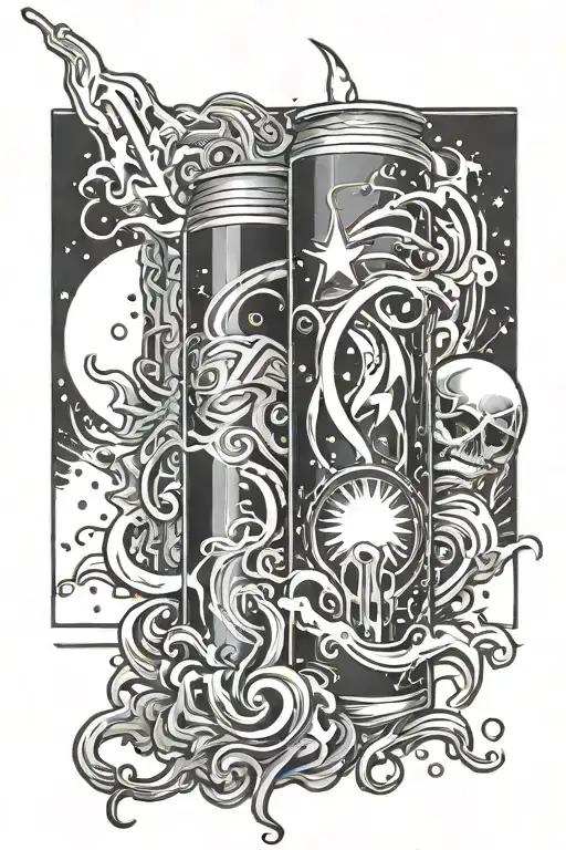 cosmic energy drinks tattoo design idea