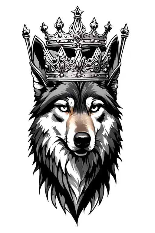 wolf with King's Crown tattoo design idea