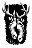 deer antlers and baby foot print tattoo design idea