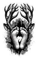 deer antlers and baby foot print tattoo design idea