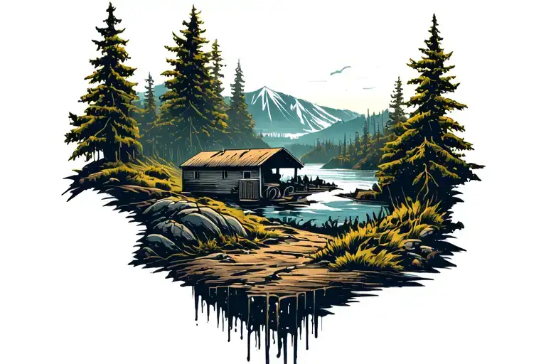 post apocalyptic horror landscape tattoo tattoo design idea