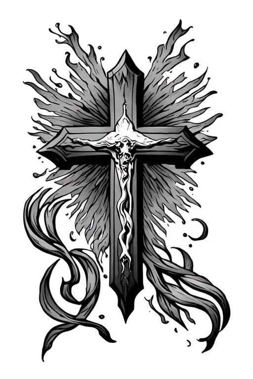 Cross with genesis 3:19 incorporated tattoo design idea