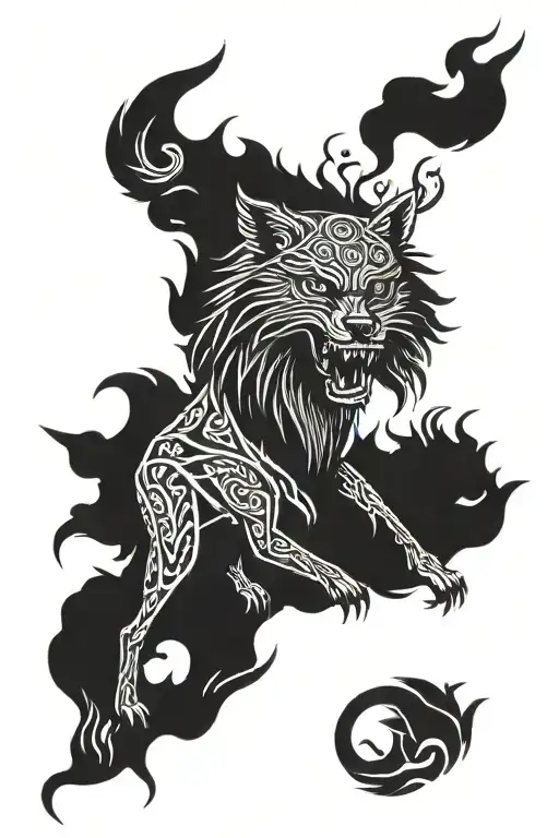 fenrir viking norse wolf tattoo design idea