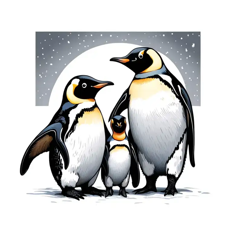 Penguin Family tattoo design idea