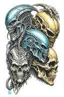 alien vs predator tattoo design idea