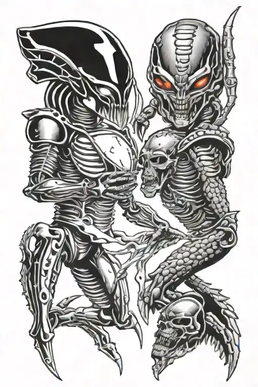 alien vs predator tattoo design idea
