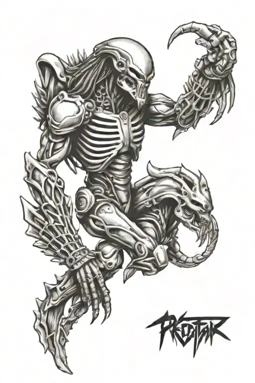 alien vs predator tattoo design idea