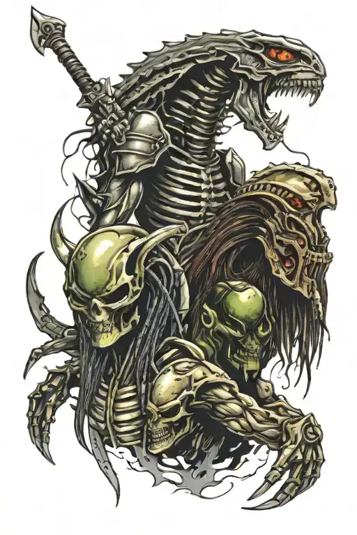 alien vs predator tattoo design idea
