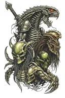 alien vs predator tattoo design idea