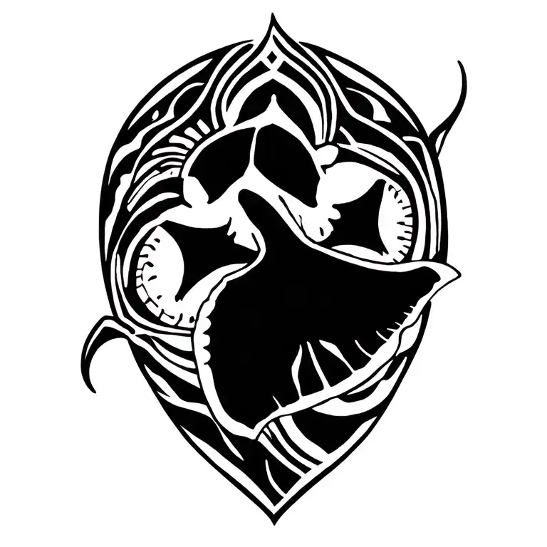 mayan themed manta ray and turtle swimming tattoo design idea