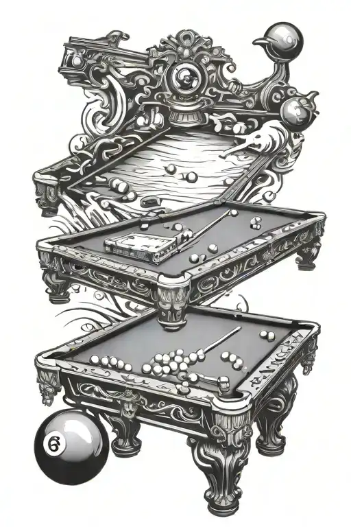 billiard table tattoo design idea