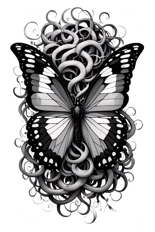 Medusa shadow butterfly's geometric design incorporating tattoo design idea