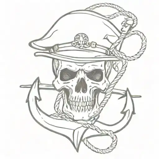 on the whole forearm . There should be an anchor, a machine gun, a skull with a Marine beret tattoo design idea