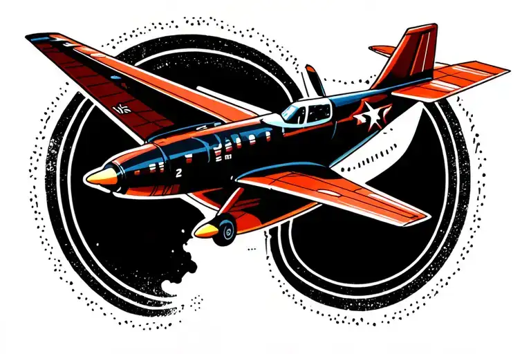 paper plane with prop plane Shadow tattoo design idea