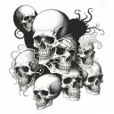 Skulls and ghosts  tattoo design idea
