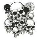Skulls and ghosts  tattoo design idea