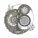 Abstract representation of the cycle of life and growth inspired by the Fibonacci spiral tattoo design idea
