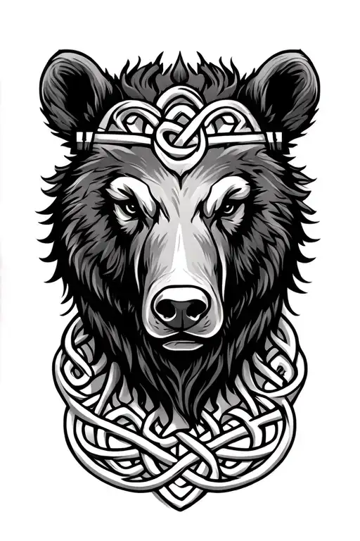 viking celtic knot bear head tattoo design idea