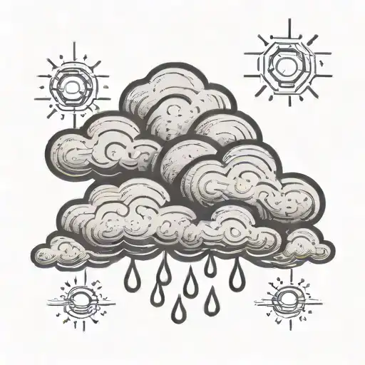 rain cloud tiny with a ray tattoo design idea