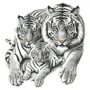 dad tiger mom tiger and baby tiger in defending order tattoo design idea
