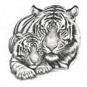 dad tiger mom tiger and baby tiger in defending order tattoo design idea
