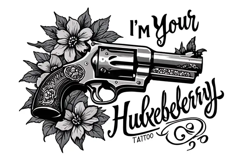 Wild West six shooter with "I"m Your Huckleberry" tattoo design idea
