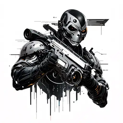 Cyberpunk 2077 cyberware symetrical and geometrical tattoo design idea