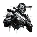 Cyberpunk 2077 cyberware symetrical and geometrical tattoo design idea