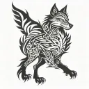 A futuristic fusion of a wolf and phoenix design tattoo design idea
