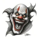 screaming evil clown face tattoo design idea