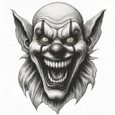 screaming evil clown face tattoo design idea