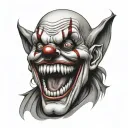 screaming evil clown face tattoo design idea