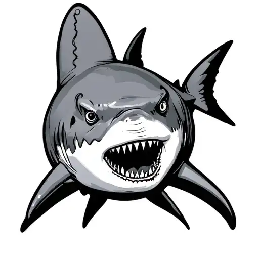 shark with laser beam on its head  tattoo design idea