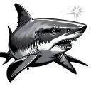 shark with laser beam on its head  tattoo design idea