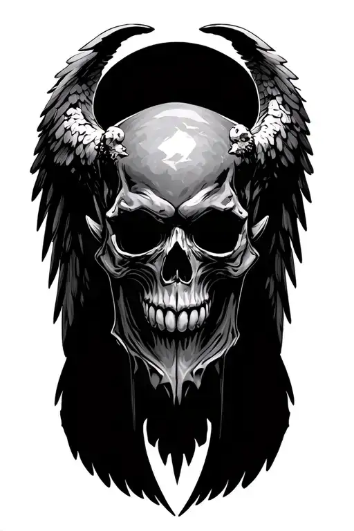 skull demon angel tattoo design idea