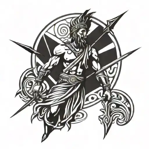 Roman God Mars with a spear in his hand tattoo design idea