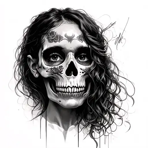 Jenna ortega half skull face tattoo tattoo design idea