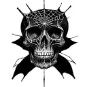 spider web and skull soft shading tattoo design idea