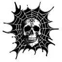 spider web and skull soft shading tattoo design idea