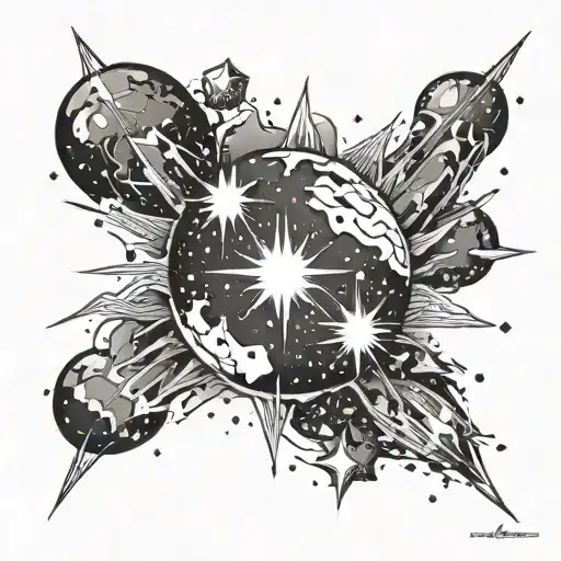 earth and stars exploding stars tattoo design idea
