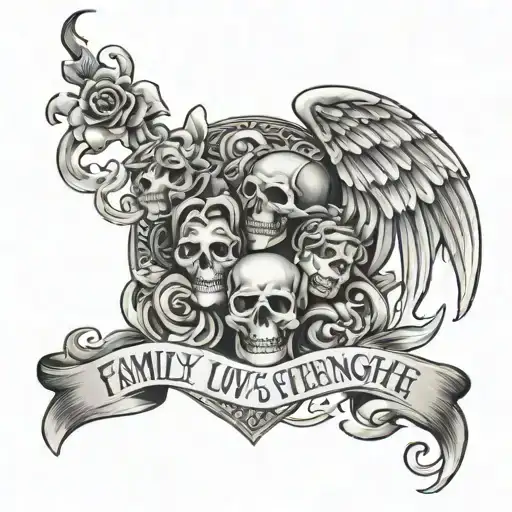family love strength courage death tattoo design idea
