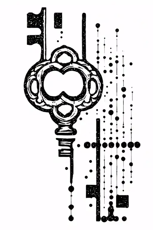 unique tattoo idea could feature a vintage key where the shaft is creatively formed using Morse code dots and dashes to  tattoo design idea