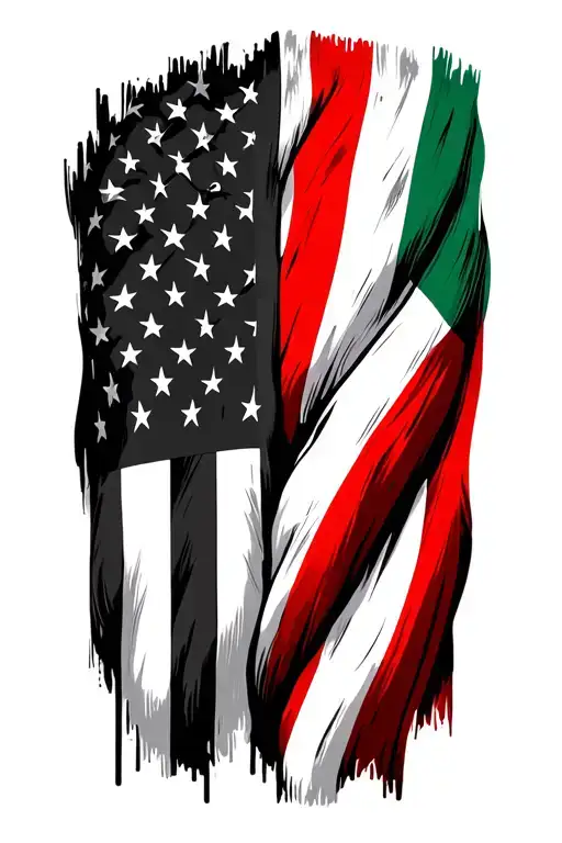 Italian and American flag tattoo design idea