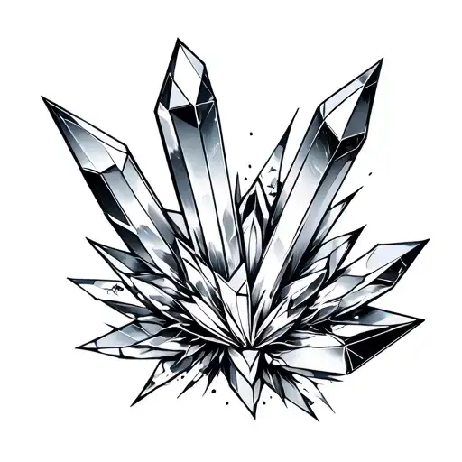 broken crystal tattoo design idea