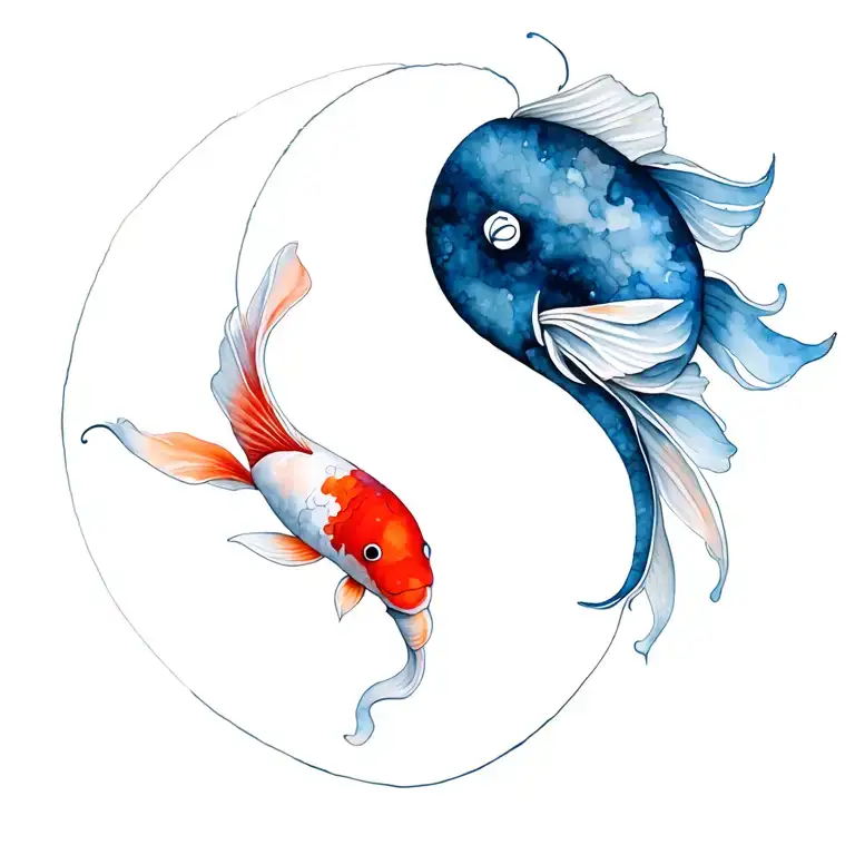 koi fish yin yang symbol intertwined tattoo design idea