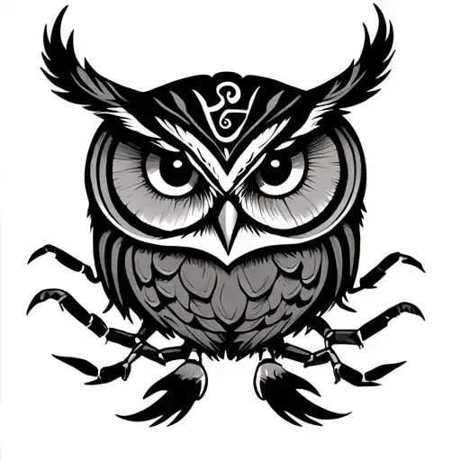 eye of Horus owl scorpion  tattoo design idea