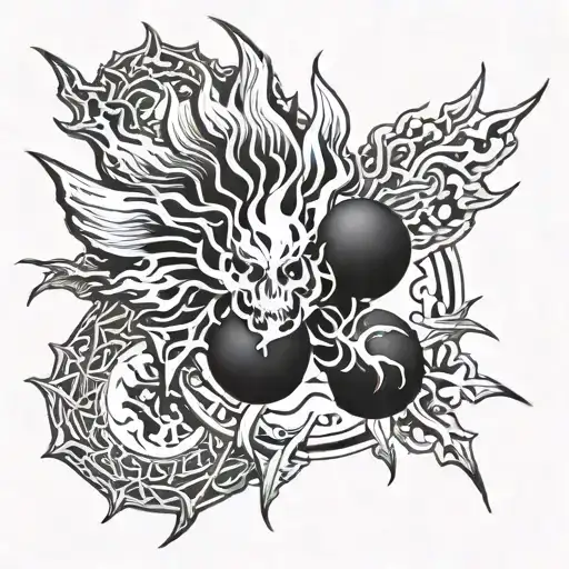 Black fireball  tattoo design idea
