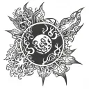 Black fireball  tattoo design idea