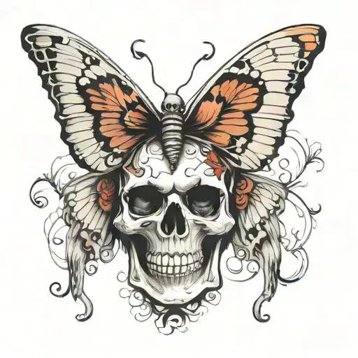 skull face on butterfly wings  tattoo design idea